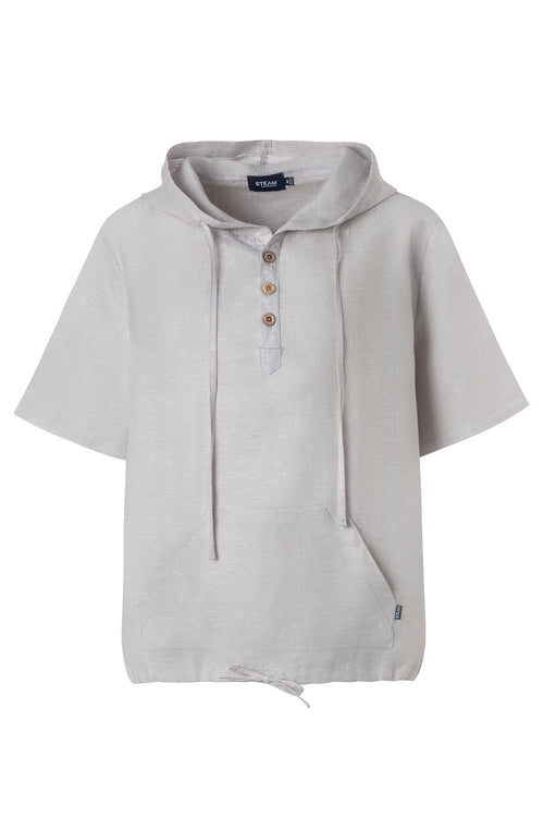 Linen short sleeve hoodie