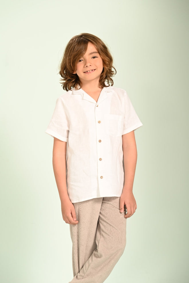Kids linen short sleeve summer shirt