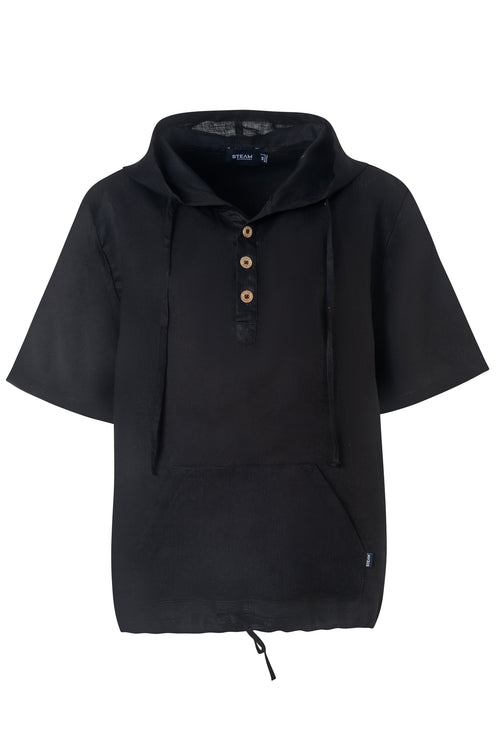 Sale Linen short sleeve hoodie